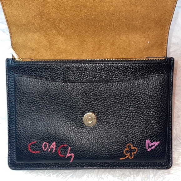 New Coach Klare Leather Crossbody Shoulder Bag Purse With Diary Embroidery Black - Picture 12 of 17
